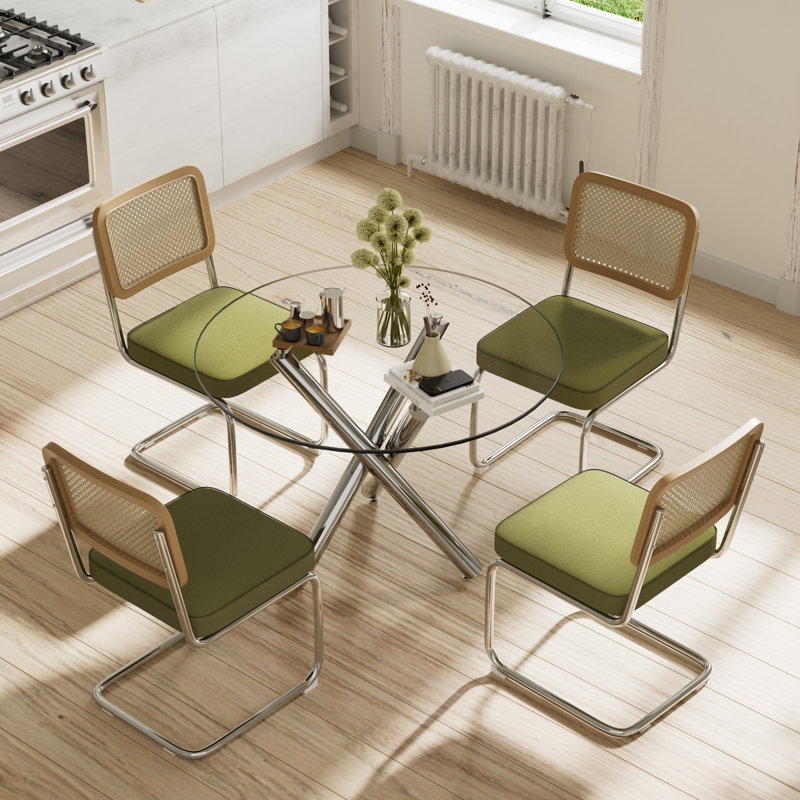 Ensemble de table de salle à manger Elegant, Vert / Argent, H 30 po x L 39 po x l 39 po, 5