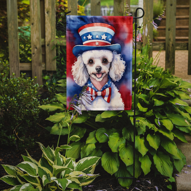 Drapeau patriotique du jardin américain, Blanc / caniche rouge