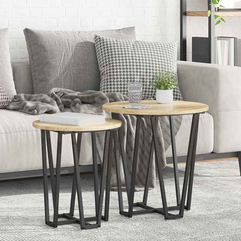  Side Table Set 2 Pcs Old Wood And Black 50 X 50 X 50.5 Cm, Sonoma Oak