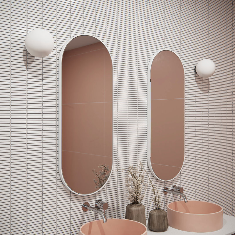 Inara Pill Mirror, White, 40" x 16"