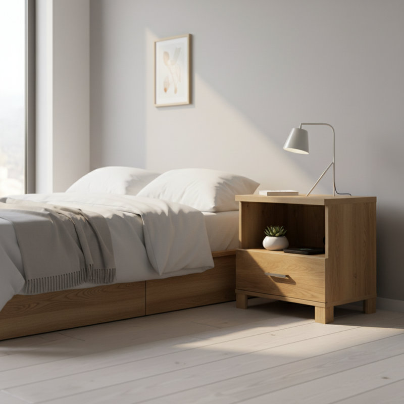 Jenaya 1-Drawer Nightstand In Timber Oak