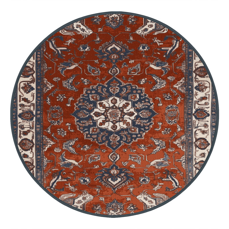 Tapis brun lavable à la machine, Rond 6 pi