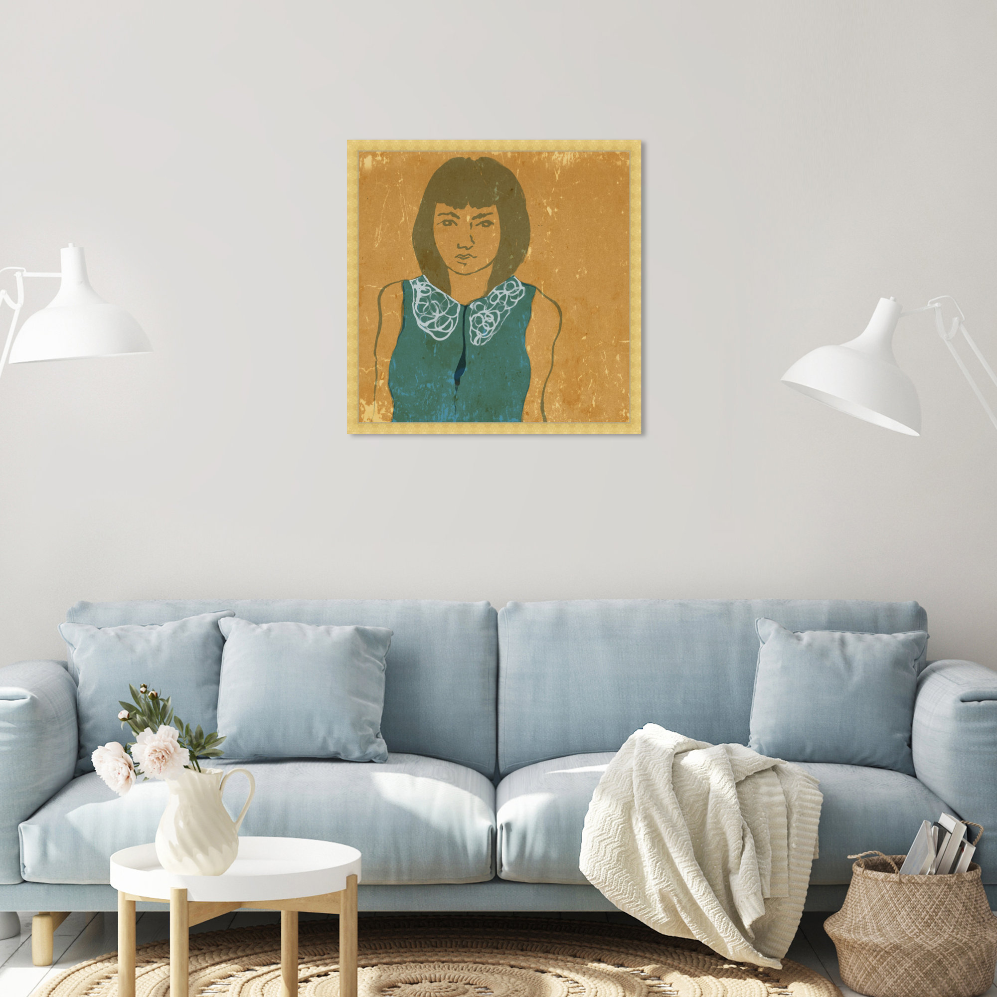 Lady In Teal by Oliver Gal, Gold, 26" H x 26" W x 0.5" D