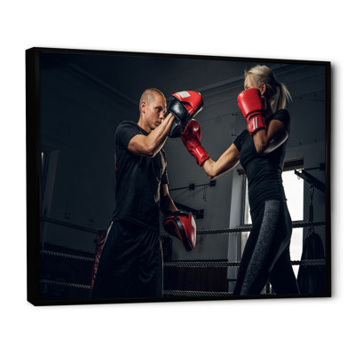 " Sportive Blond Woman Has Boxing Training "