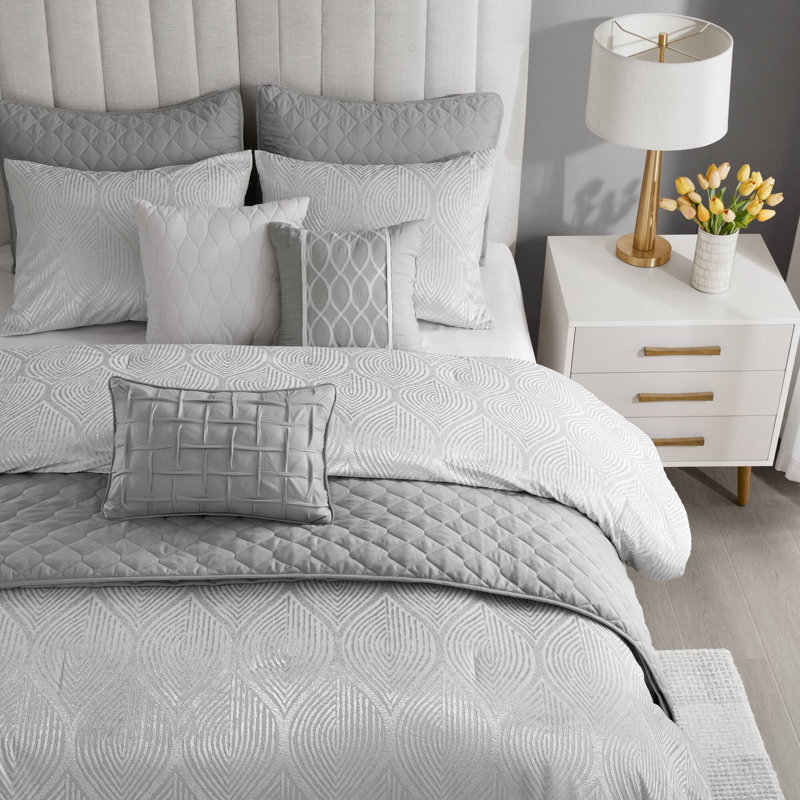 Ensemble d'édredon 10 pièces en jacquard pour grand lit, Courtepointe grand et 9 pièces supplémentaires