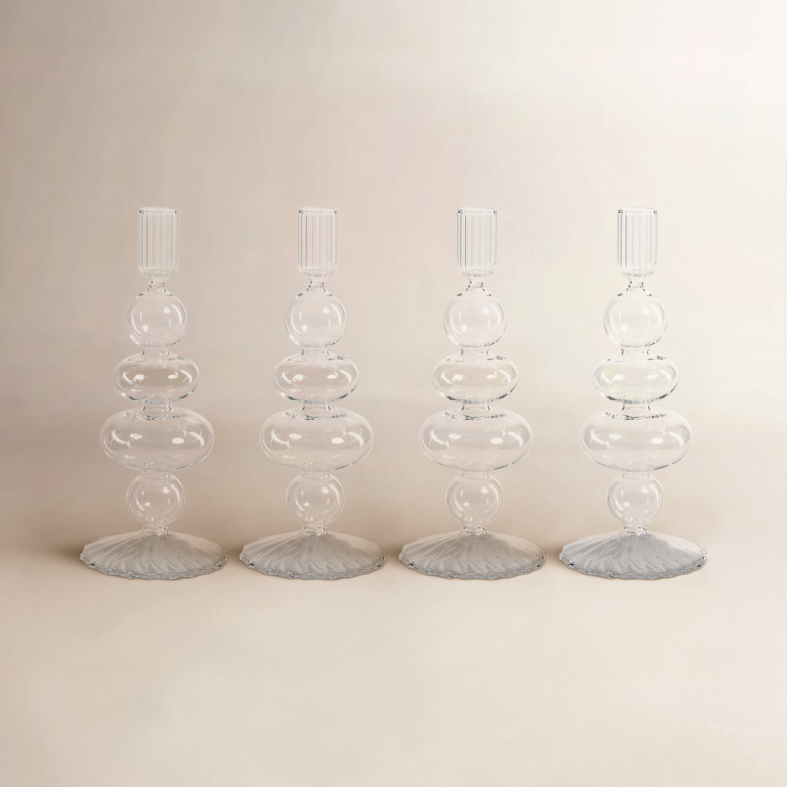 Adrienna 4-Piece Glass Candlestick Set