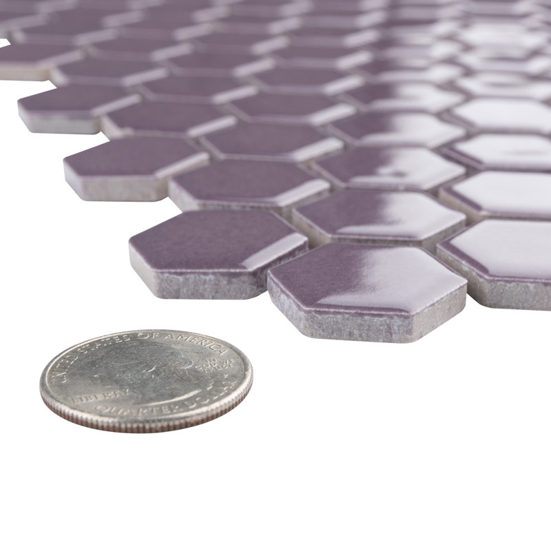 Carreau de mosaïque de plancher et de mur en porcelaine hexagonale lustrée 10-1 / 4 "x 11-7 / 8" Metro 1, Mauve