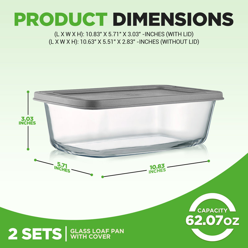 Ensemble de 2 contenants alimentaires en verre High Borosilicate