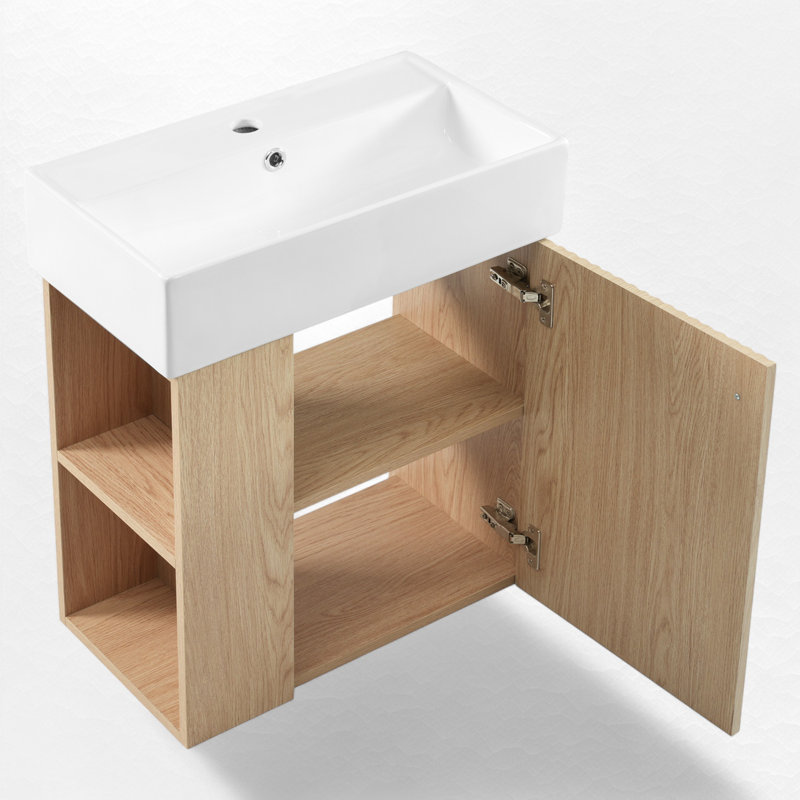 Ensemble de meuble-lavabo simple 21,6 po avec dessus en céramique Lorimar, Bois, Noir