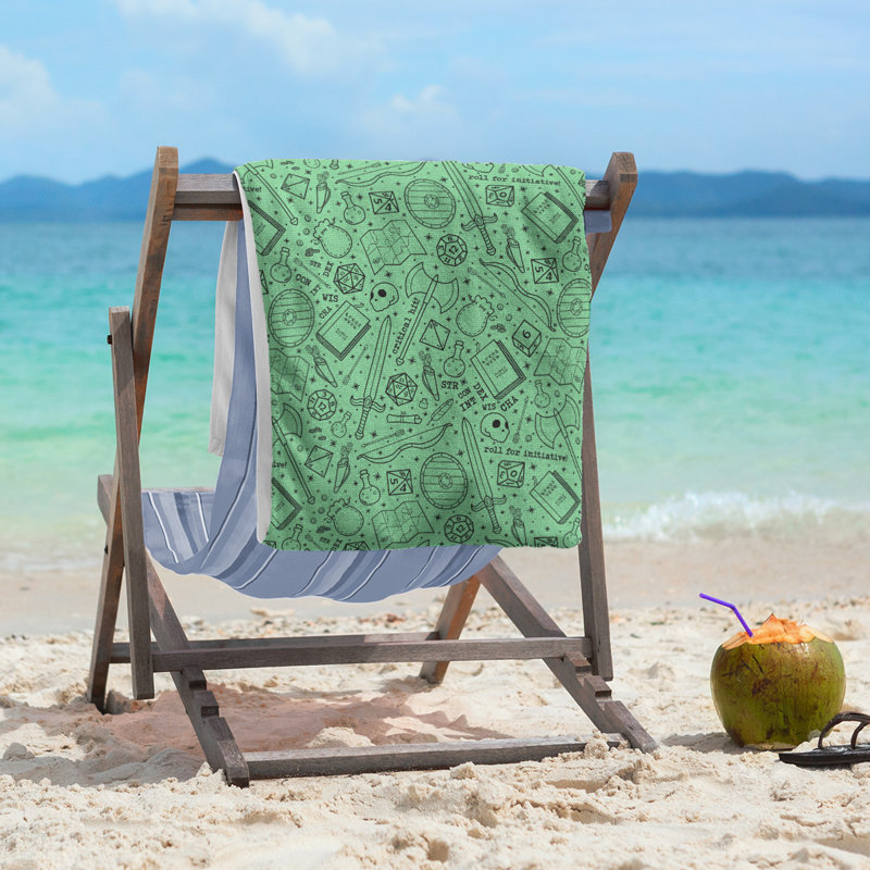 Serviette de plage RPG classique, Vert / Noir