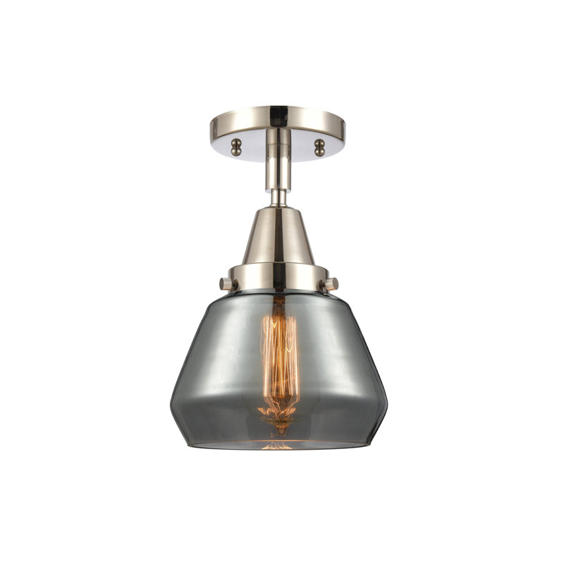 Plafonnier semi-encastré en verre Kylisia, Plaqué couleur fumée, Nickel poli