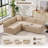 88" Wide Modular Upholstered L-Sectional Modern Chenille Channel Tufted Sofa Set-1686524187