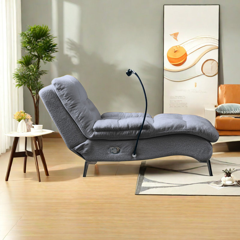 Chaise longue rembourrée Vershaun, Gris foncé