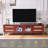 70" Rattan Tv Stands With 3 Cabinets & 2 Drawers,Led Light Entertainment Center For Tv Up To 80"