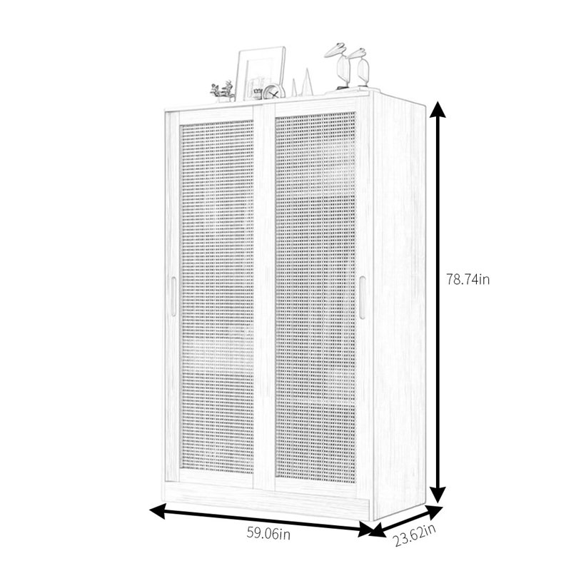 Armoire moderne en rotin, H 79 po x l 59 po x P 24 po