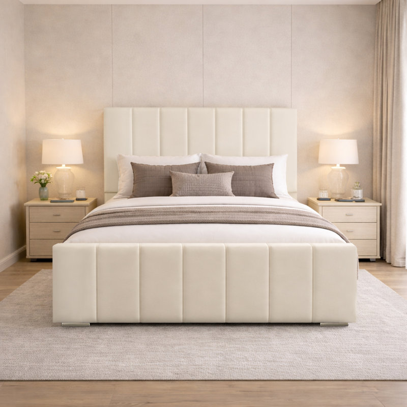 Connell Upholstered Bed Frame, Cream, Single (3')