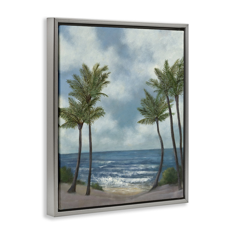 "Tropical Breaking Waves", art mural encadré par David Swanagin, Cadre flottant gris lustré, H 21 po x l 17 po