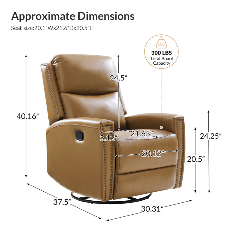 Ramus 30.31'' Wide Genuine Leather Swivel Rocker Recliner Set of 2, Camel