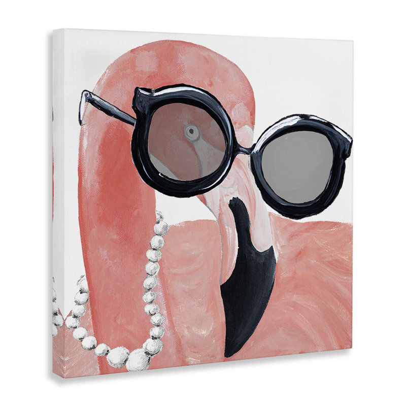 Glam Fashion, lunettes de soleil flamant rose, perles, oiseau, impression, H 17 po x l 17 po
