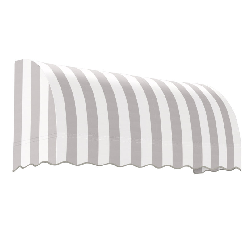 Awntech Savannah Acrylic Fabric Fixed Awning, Gray/White Stripe, 44" H x 88.5" W x 36" D