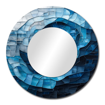 «Modern Transitional Prismatic Maze Of Blue I» - Art mural miroir moderne - imprimé sur métal
