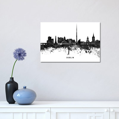 Dublin Skyline Black & White - Wrapped Canvas Print