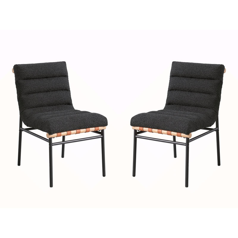 Chaise de salle à manger en tissu avec pieds en fer Boucle, Noir, noir, noir, noir