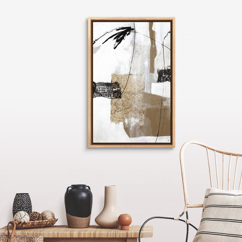 " Highly Illogical I " by Joshua Schicker, Floater Framed Canvas, 37.25" H x 25.25" W, Natural