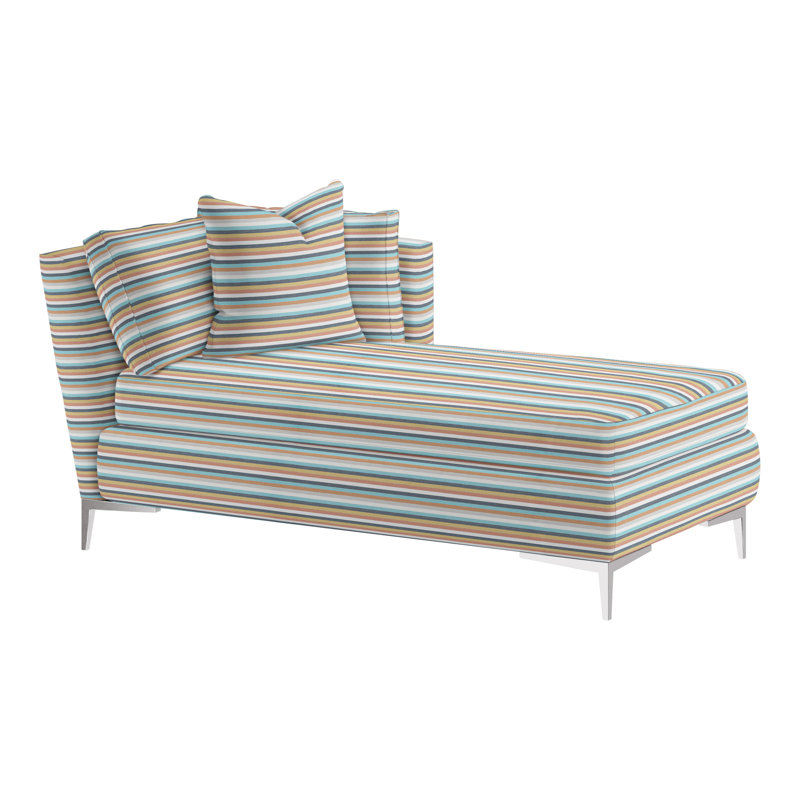 Aiden Chaise Lounge, Right Hand Facing, Polished Stainless, Perigold In The Loop White Pepper
