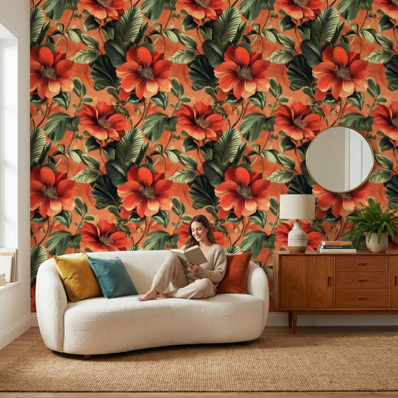 Adhésif mural pelez et collez floral