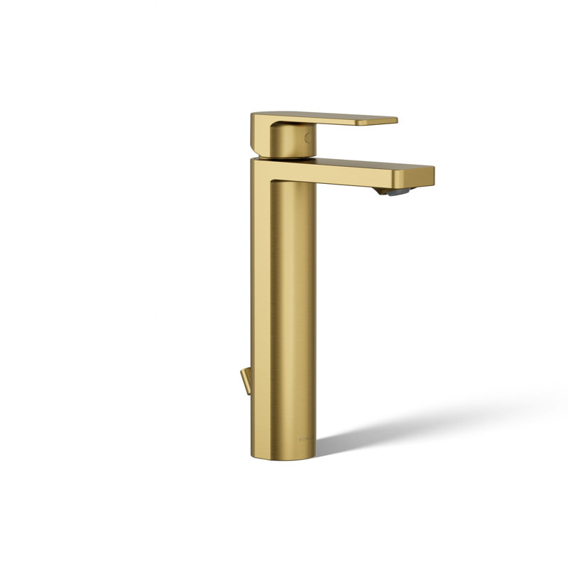 Parallel Tall Single-Handle Bathroom Sink Faucet, Single-Hole Faucet with Pop-Up Drain, 1.2 GPM, Gold, 1