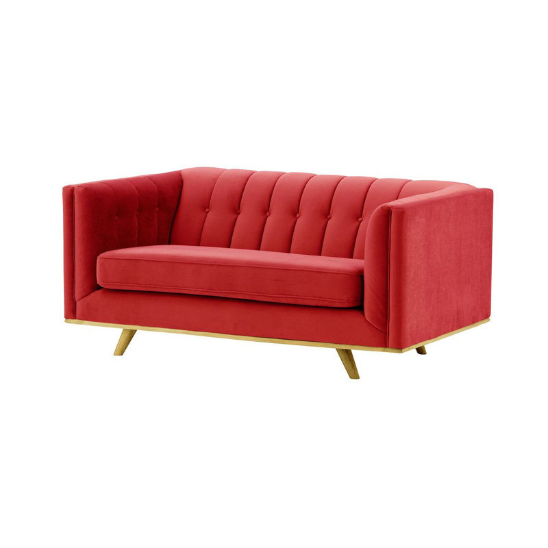 Afsheen 2-Seater Velvet Sofa, 2, Red