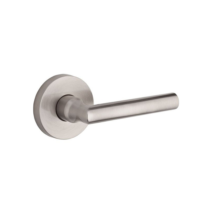 Tube Double Dummy Door Lever with Contemporary Round Rose, Satin Nickel
