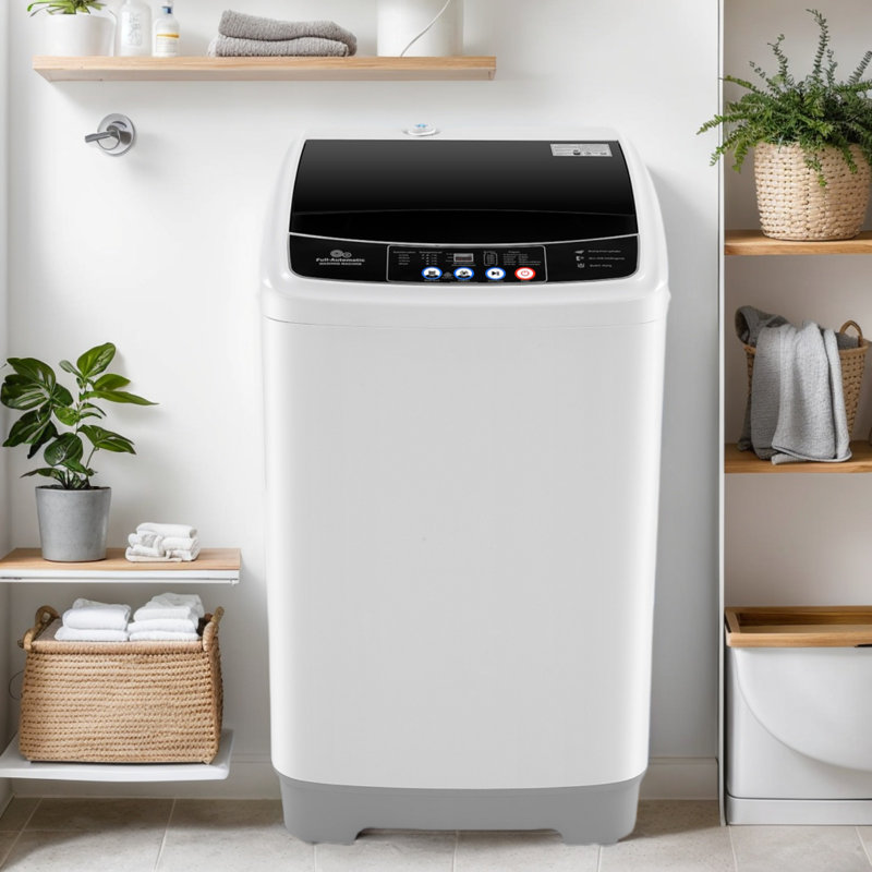 Delia 2,4 pi³ Laveuse portative haute efficacité en blanc / noir, Blanc / noir