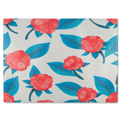 Watercolour Floral Pattern Glass Chopping Board