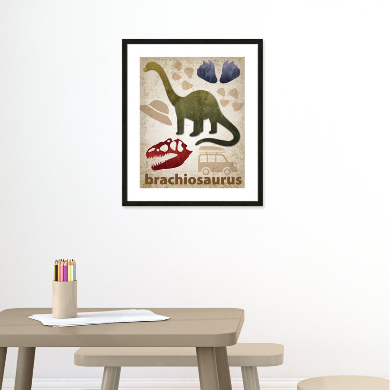Adhésif décoratif dinosaures-03 ', H 25,5 po x l 21,5 po x P 1,1875 po, Encadré de boîte à grain de bois noir