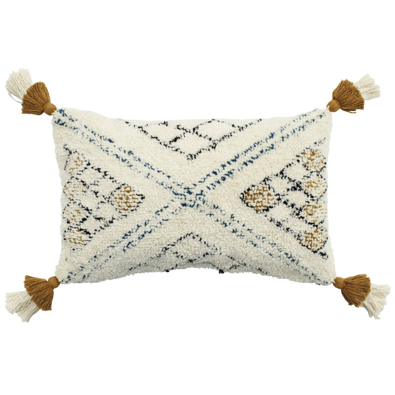 Geometric Rectangular Lumbar Cushion Cover, Ochre
