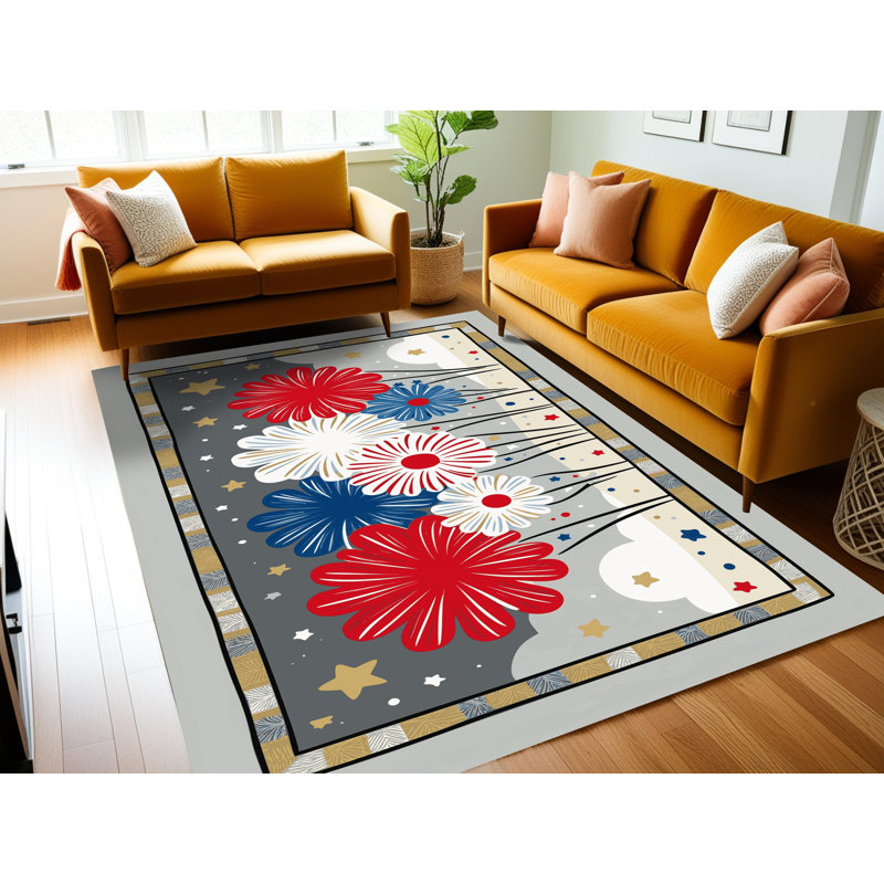 Tapis de fête d'été The Holiday Aisle®, Rectangle 6 pi x 9 pi