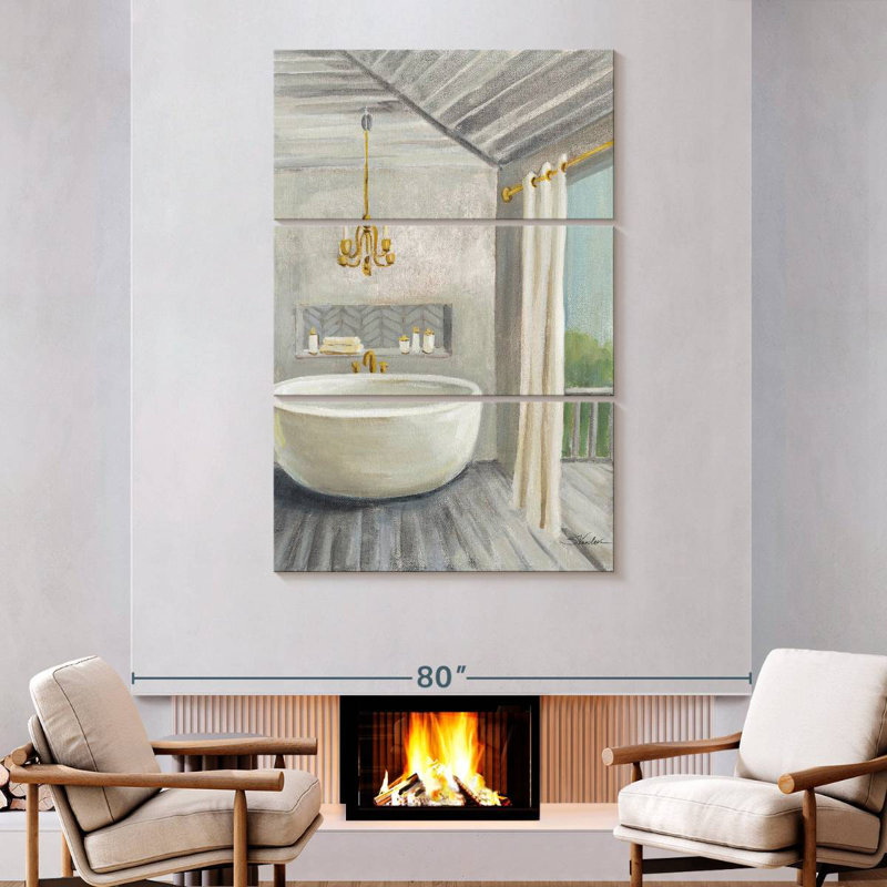 Kerrick Attic Bathroom II Gray Wood, 74" H x 48" W