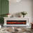 White Solid  Wood TV Cabinet Fireplace-118376923-118376924