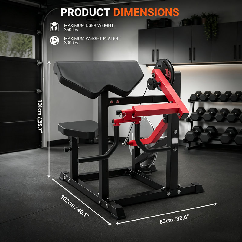 Banc de curl 2 en 1 noir et rouge et appareil de curl Bicep Curl