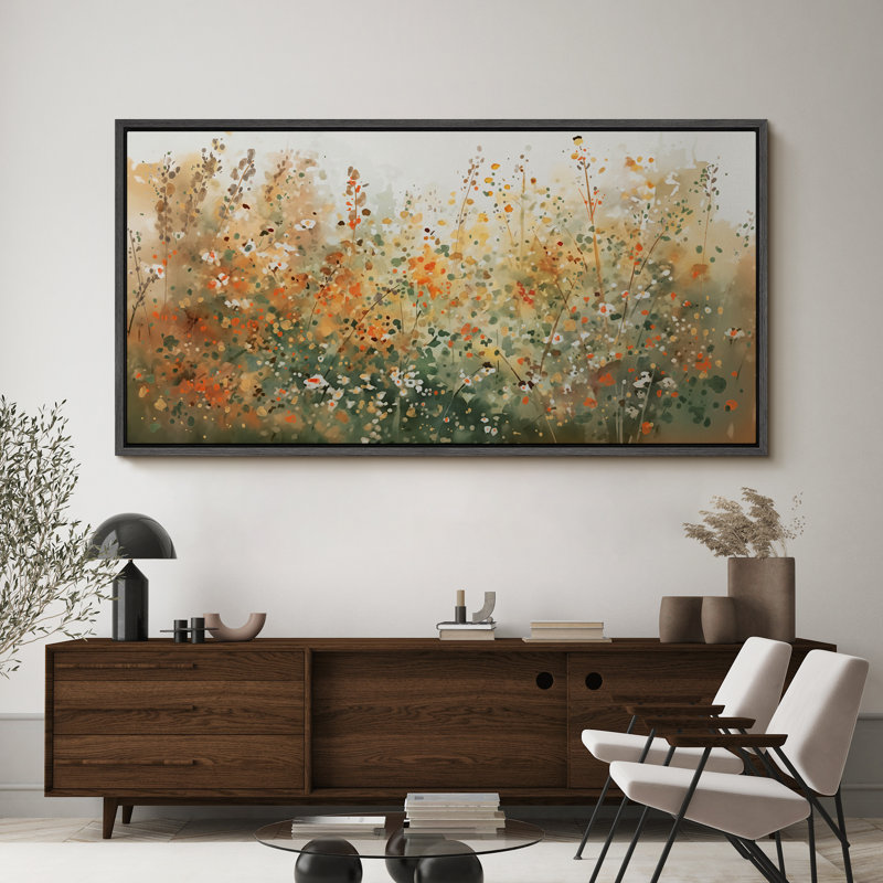 «Orange Green Wildflower», art mural, impression numérique sur toile, art numérique, H 30 po x l 60 po