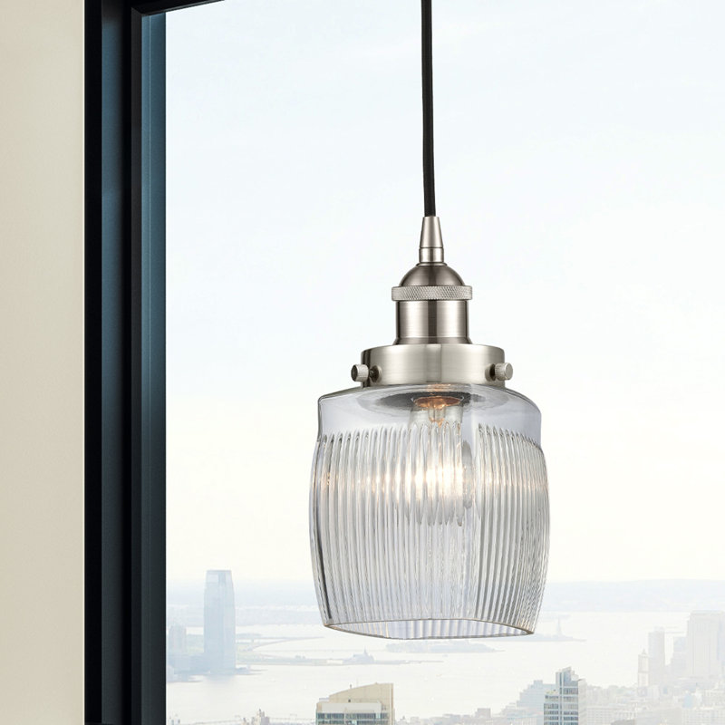 Luminaire suspendu simple à 1 lumière Mireya, Nickel satiné brossé