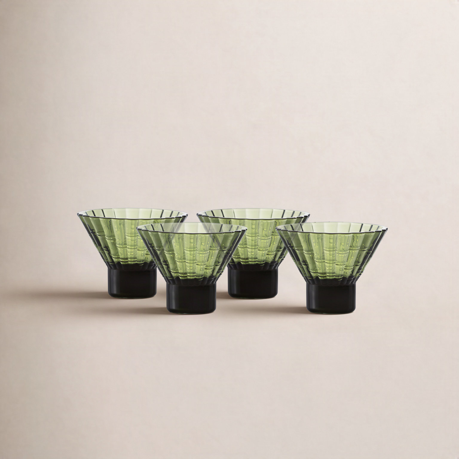 Ribbed Martini Glass, Palm Green