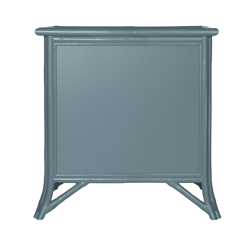 1 - Drawer Rattan Nightstand, Regatta Blue