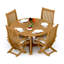 7 Pcs Grade-A Teak Wood Dining Set: 60" Round Table And 6 Warwick Reclining Arm Chairs #11Wa1206-1035112438