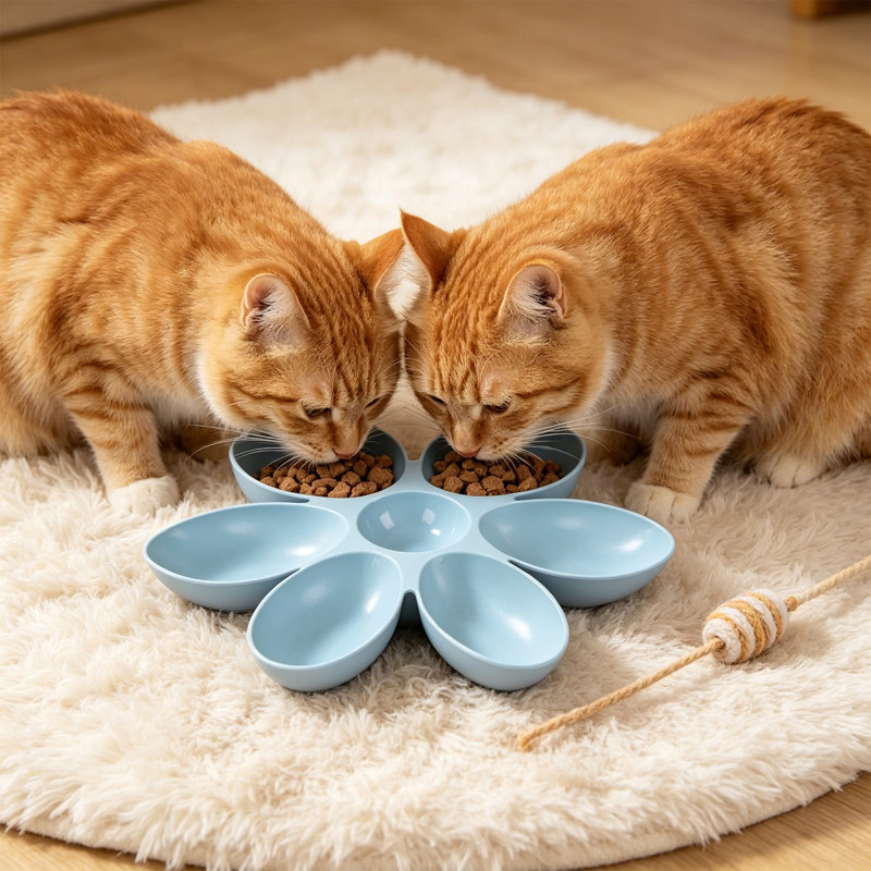 Bol multi-fonctionnel en forme de fleur pour chien avec plusieurs chats et chiens, bleu, Bleu