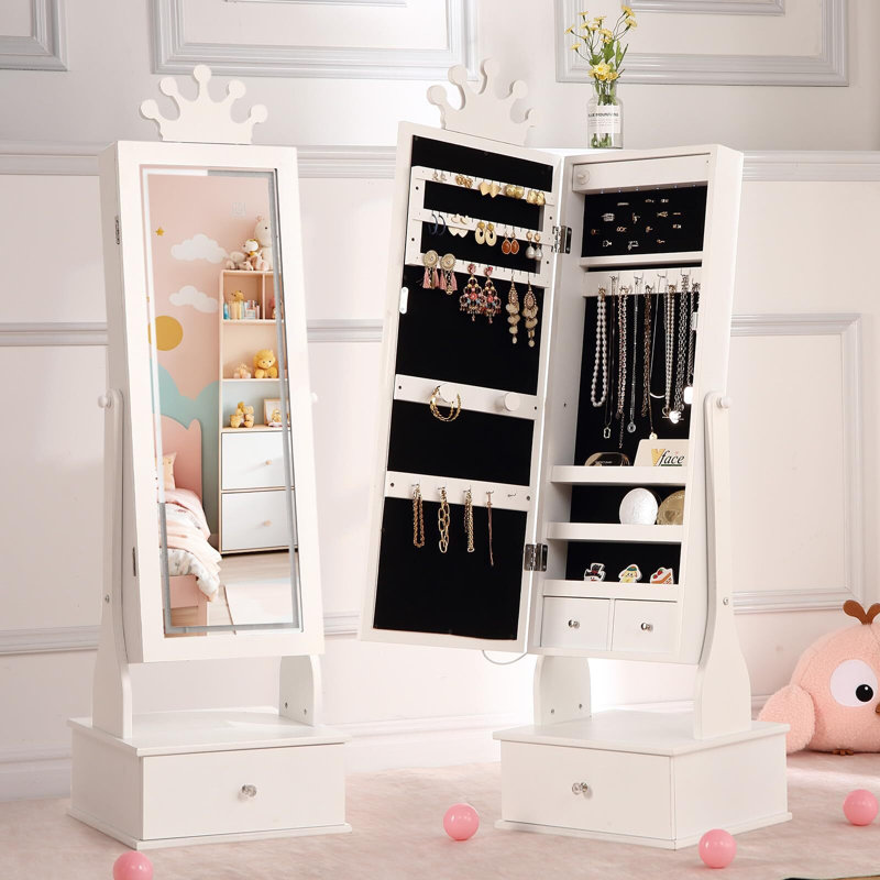 Kids Jewelry Armoire Cabinet, Full-Length Mirror