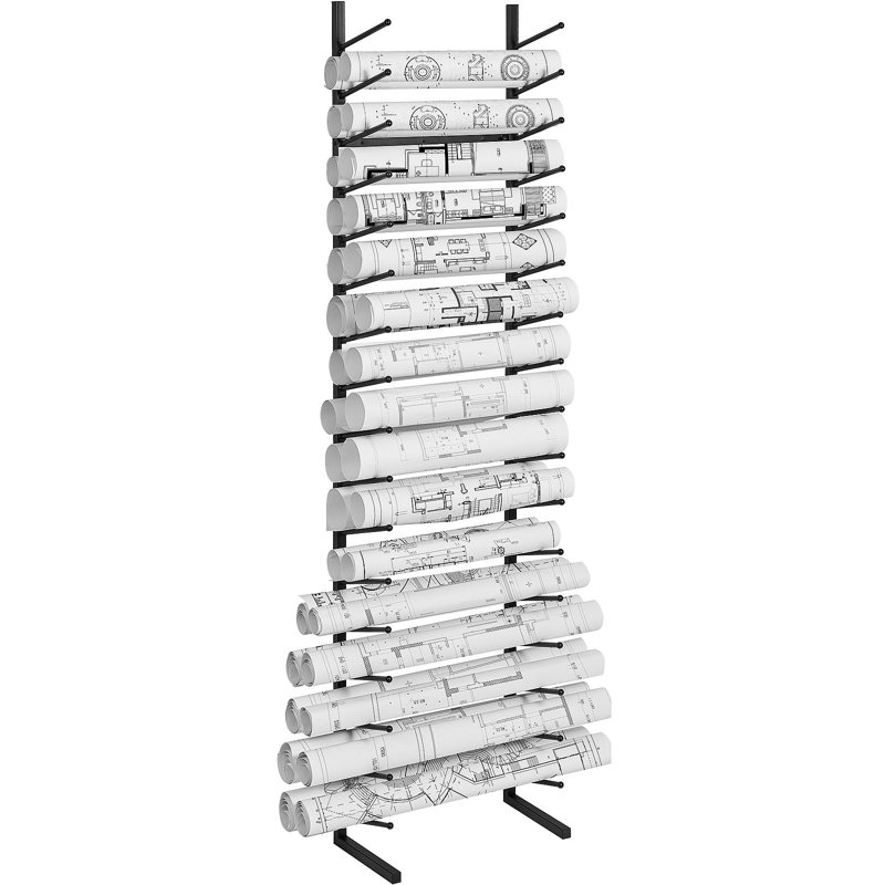 Support de rangement Blueprint, présentoir à affiche suspendu à 16 niveaux, support vertical pour 2 rouleaux / pneu, support de dossier pour affiche de carte
