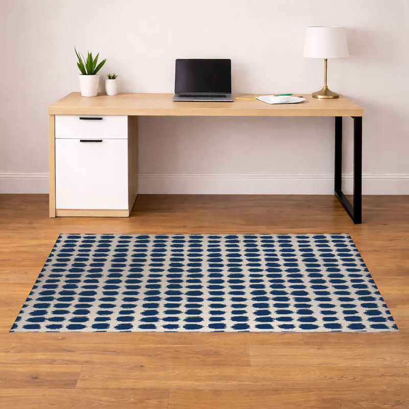 Tapis de bureau léger à pois, L 36 po x P 60 po, Marine